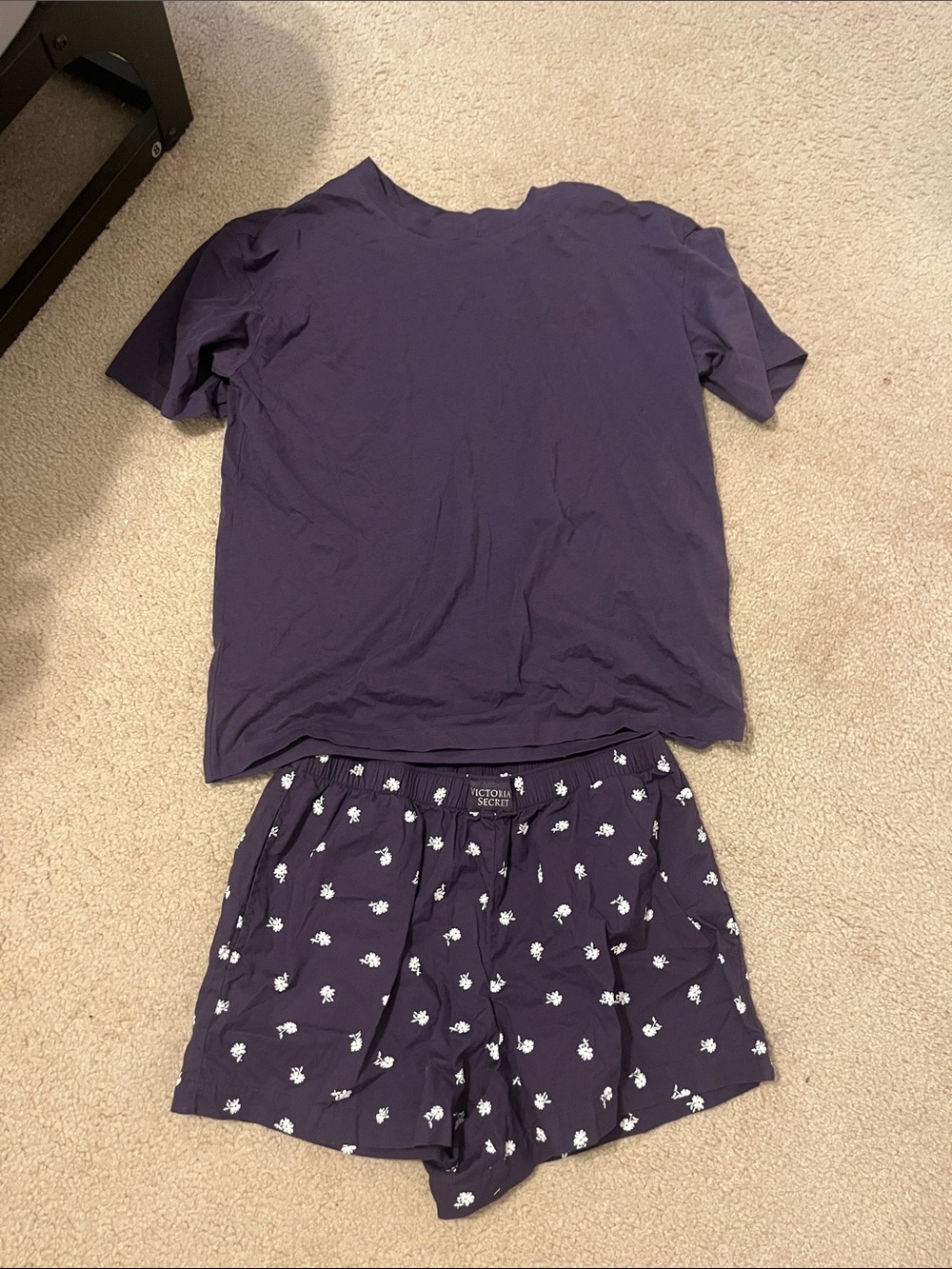 Victoria's Secret purple  Short Sleeve Top & Floral-Print Shorts